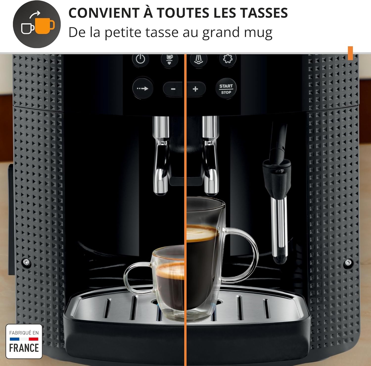 Machine café grains 17 L expresso buse vapeur cappuccino 2 tasses Essential noir