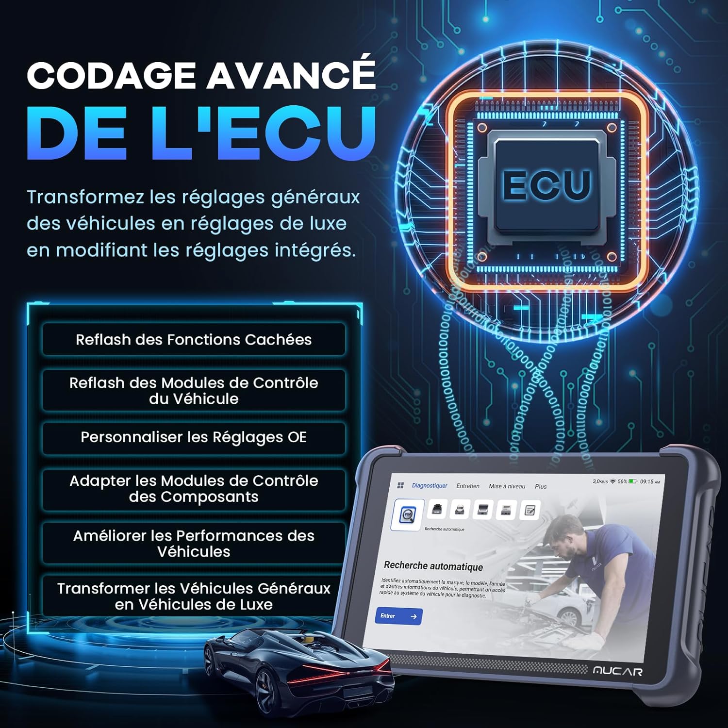 Valise diagnostic auto bidirectionnelle OBD2 codage ECU réinitialisations multiples CANFD DOIP