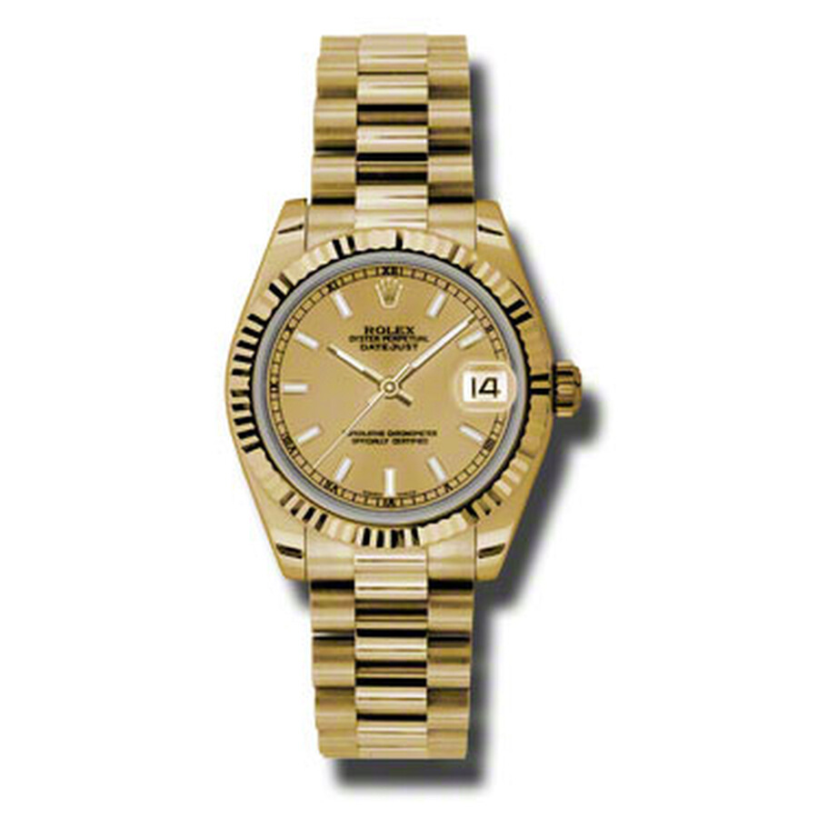 Rolex Lady-Datejust 31 Champagne Dial 18K Yellow Gold President Automatic Ladies Watch 178278CSP（Lifetime free warranty+90-days replacement service & Refund!.）