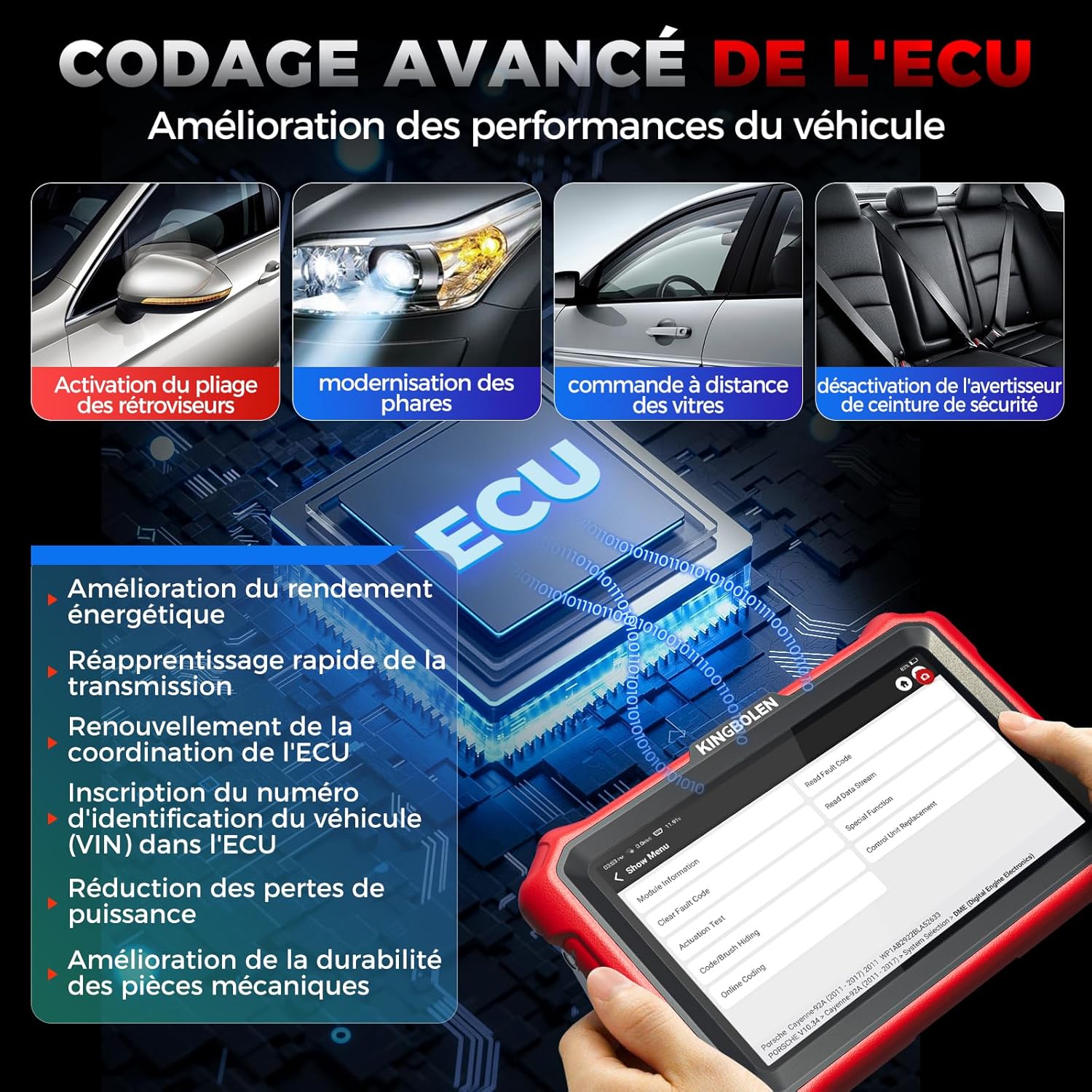Valise diagnostic auto K8 Pro OBD2 systèmes complets 42 réinitialisations contrôle bidirectionnel CANFD DOIP