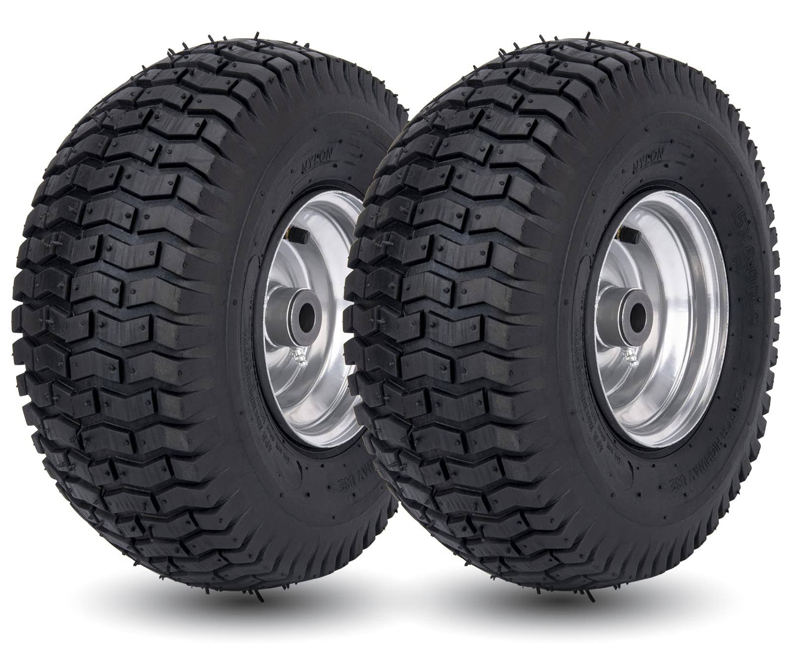 CMOOD 15x6.00-6 Lawn Mower Tire and Wheel Front Tire Compatible with John Deere Craftsman Husqvarna Riding Mowers Lawn Tractors