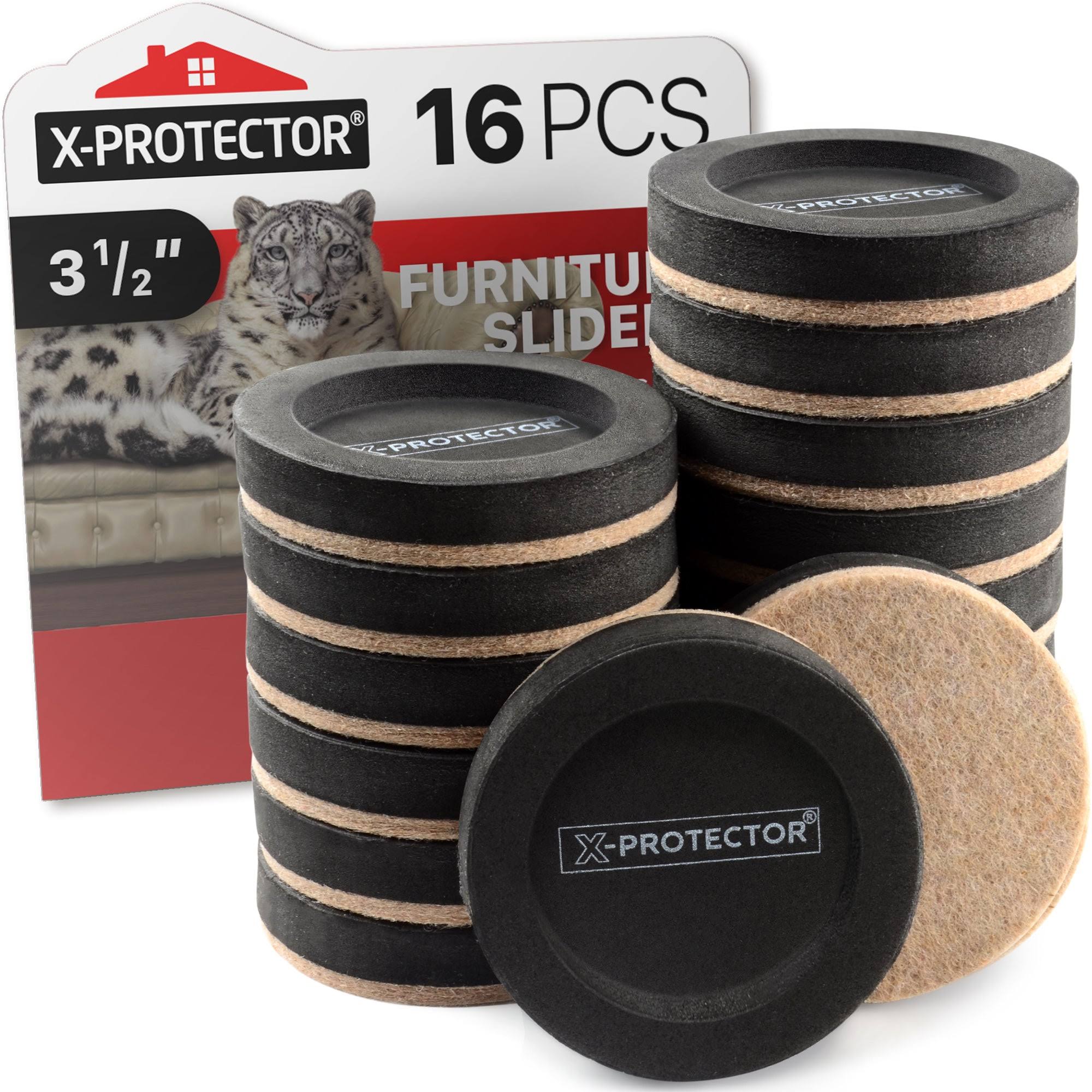 X-Protector Heavy-Duty Furniture Sliders for Hard Floors 16 Pcs 3.5