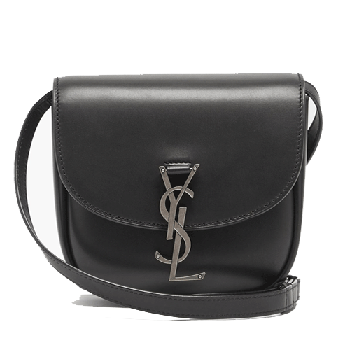 Saint Laurent Kaia Small YSL-Plaque Leather Cross-Body Bag--balck