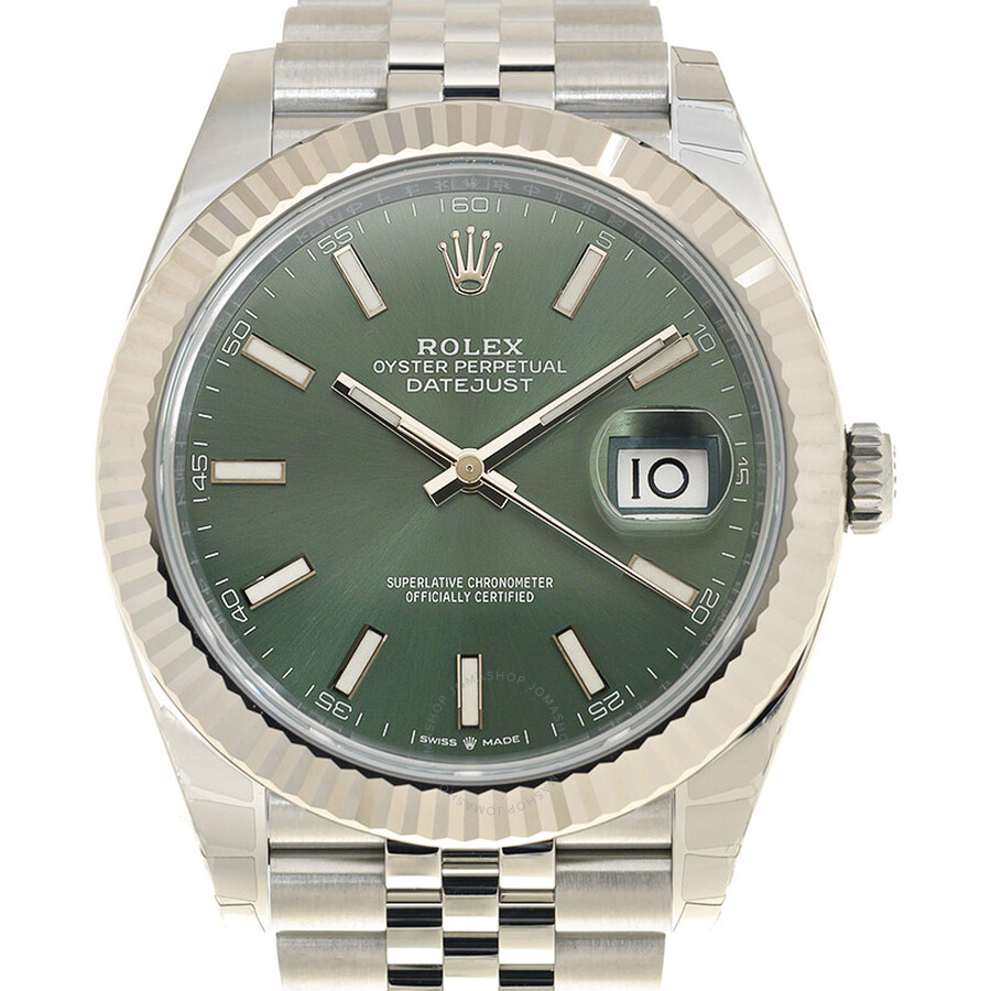 Rolex Datejust 41 Mint Green Dial Automatic Men s Steel and White Gold Jubilee Watch M126334-0028（Lifetime free warranty+90-days replacement service & Refund!.）