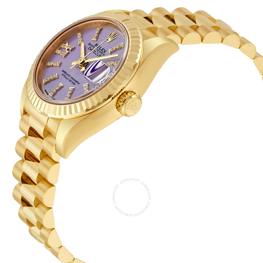 Rolex Lady-Datejust 28 Lilac Dial 18K Yellow Gold President Automatic Ladies Watch 279178LIRSDP（Lifetime free warranty+90-days replacement service & Refund!.）