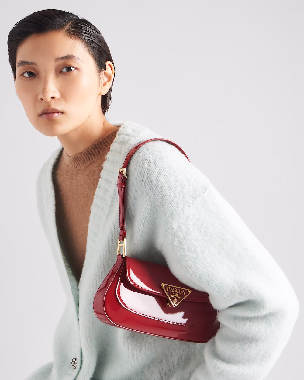 Patent leather shoulder bag