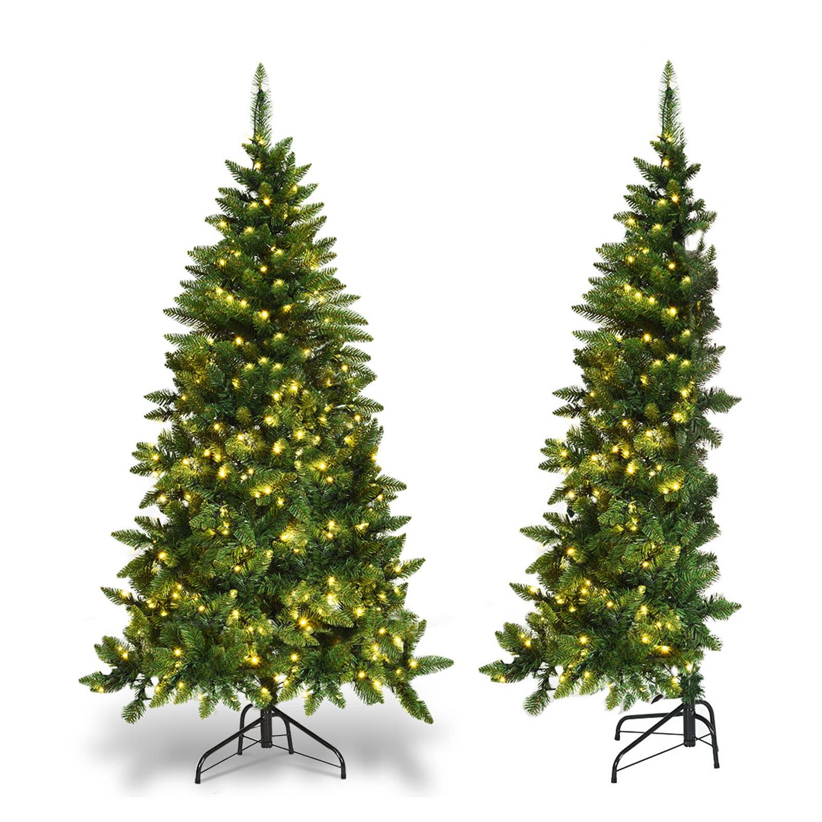 Costway 5ft Pre-Lit PVC Artificial Half Christmas Tree 250 LED Lights