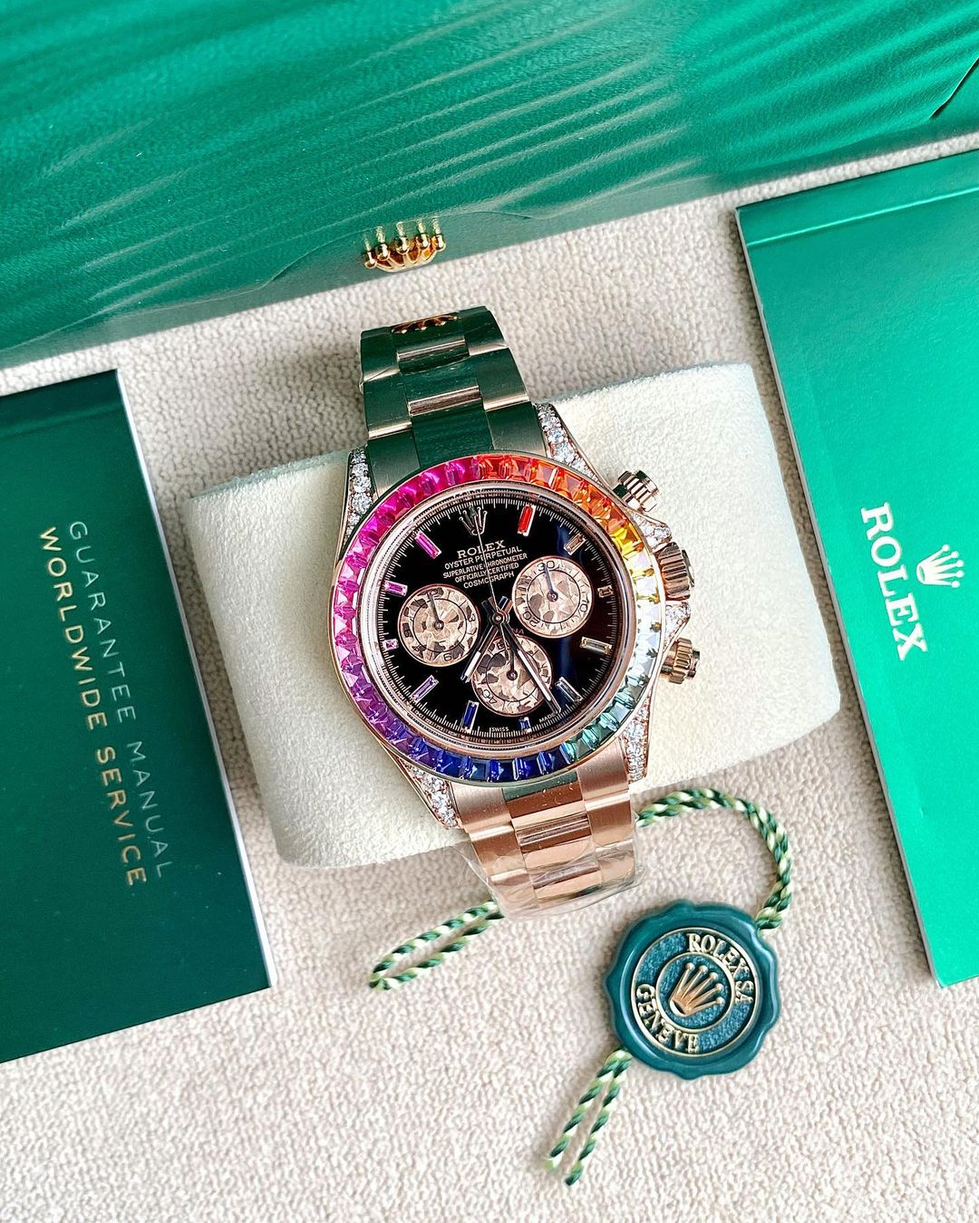 Rolex 116595 Cosmograph Daytona Rainbow 18k Rose Gold