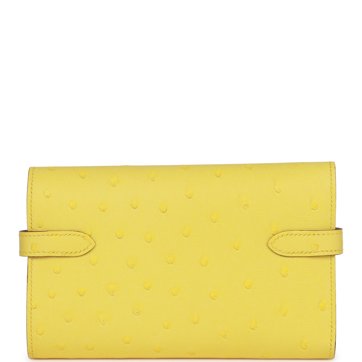 Hermes Medium Kelly Depliant Wallet Jaune Citron Ostrich Palladium Hardware