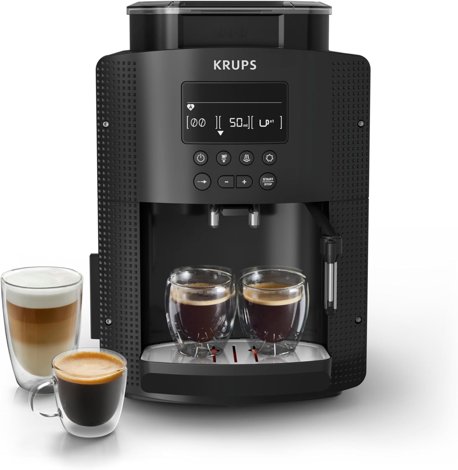 Machine café grains 17 L expresso buse vapeur cappuccino 2 tasses Essential noir