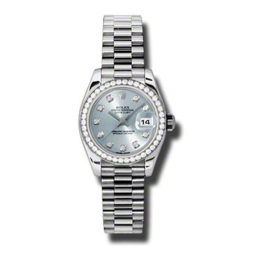 Rolex Lady-Datejust 26 Ice Blue Dial Platinum President Automatic Ladies Watch 179136IBLDP（Lifetime free warranty+90-days replacement service & Refund!.）