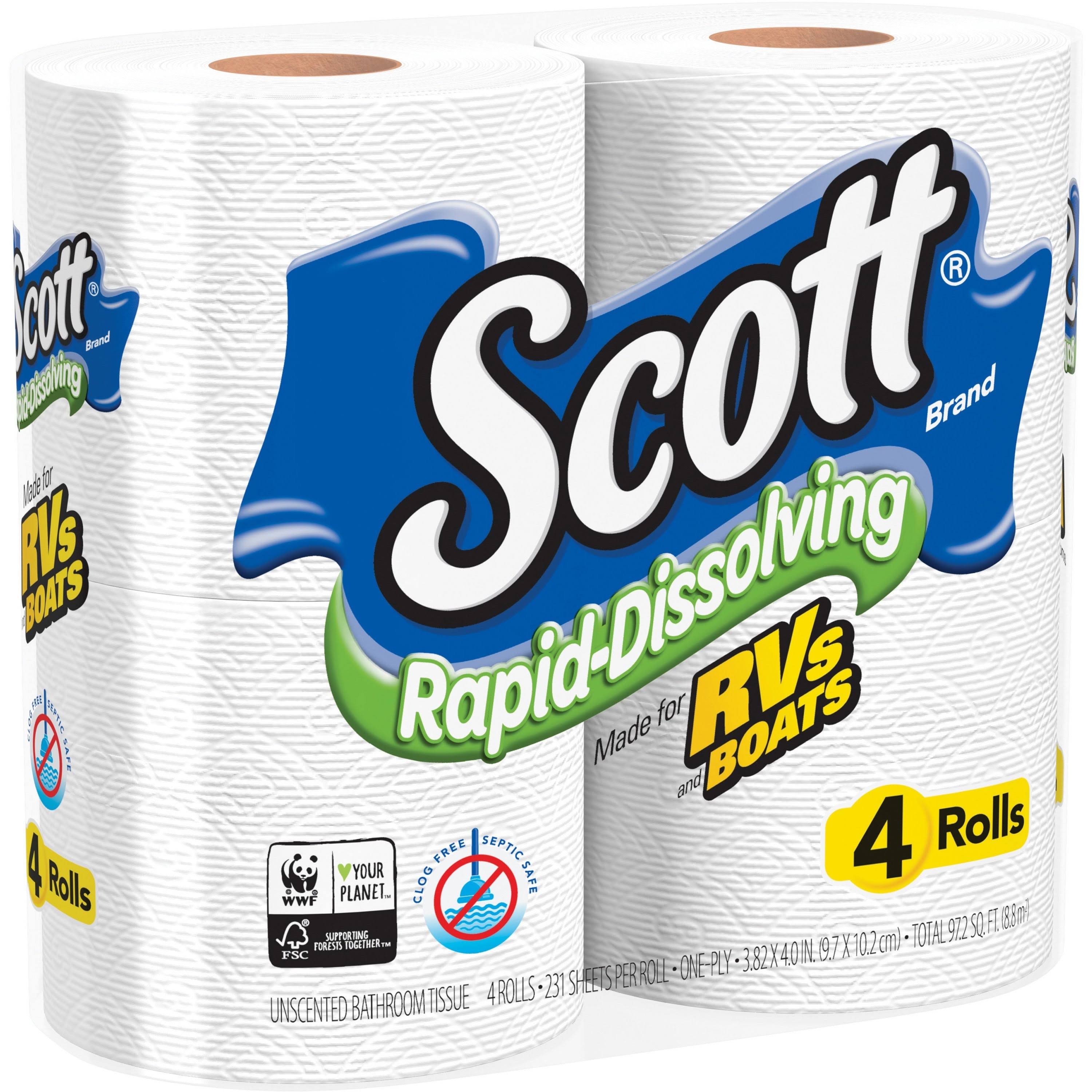 Scott 47617 Rapid-Dissolving Toilet Paper, Bath Tissue, 1-Ply, White,