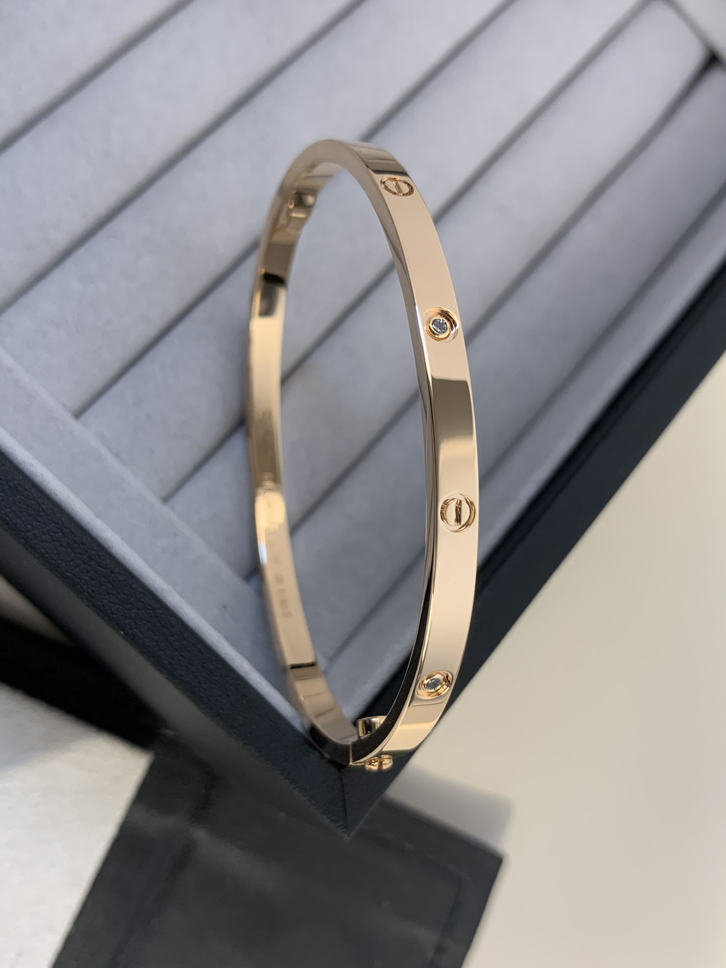 Cartier LOVE Series Six Diamond Narrow 18K Platinum Bracelet