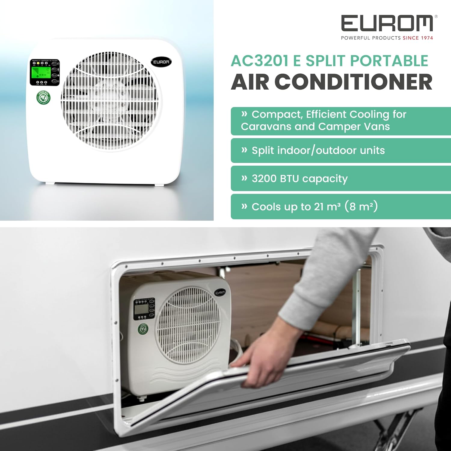 Climatiseur split AC2401 pour caravane camping car bateau 2400 BTU modèle amélioré