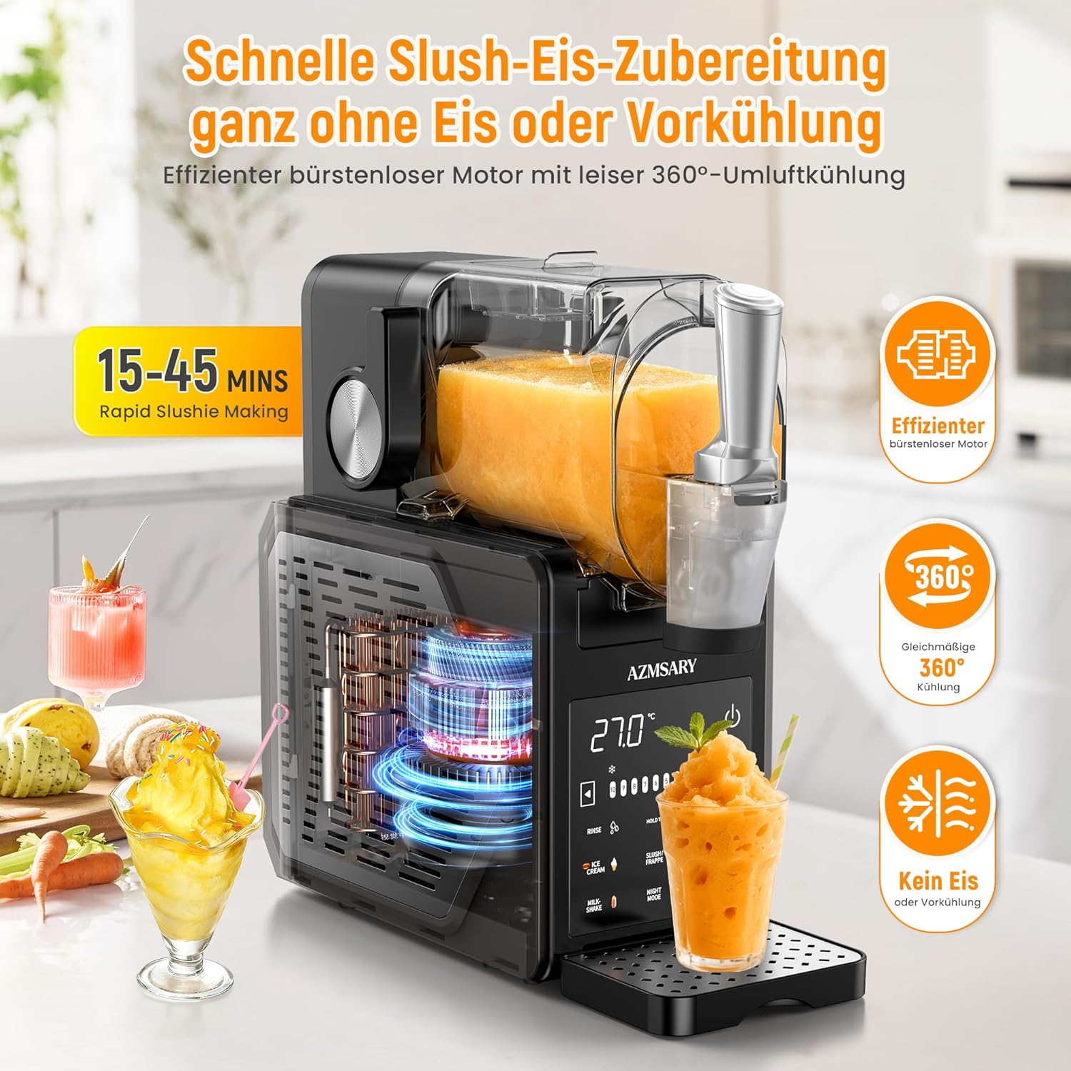 Machine granita 2,5 L écran LED 6 programmes nettoyage automatique