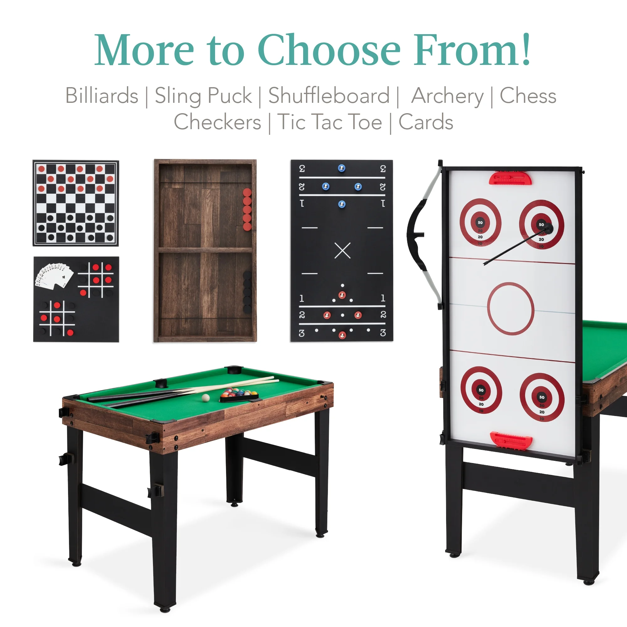 Best Choice Products 13 - in - 1 Combo Game Table Set W/ Ping Pong, Foosball, Basketball, Hockey, Archery - Natural