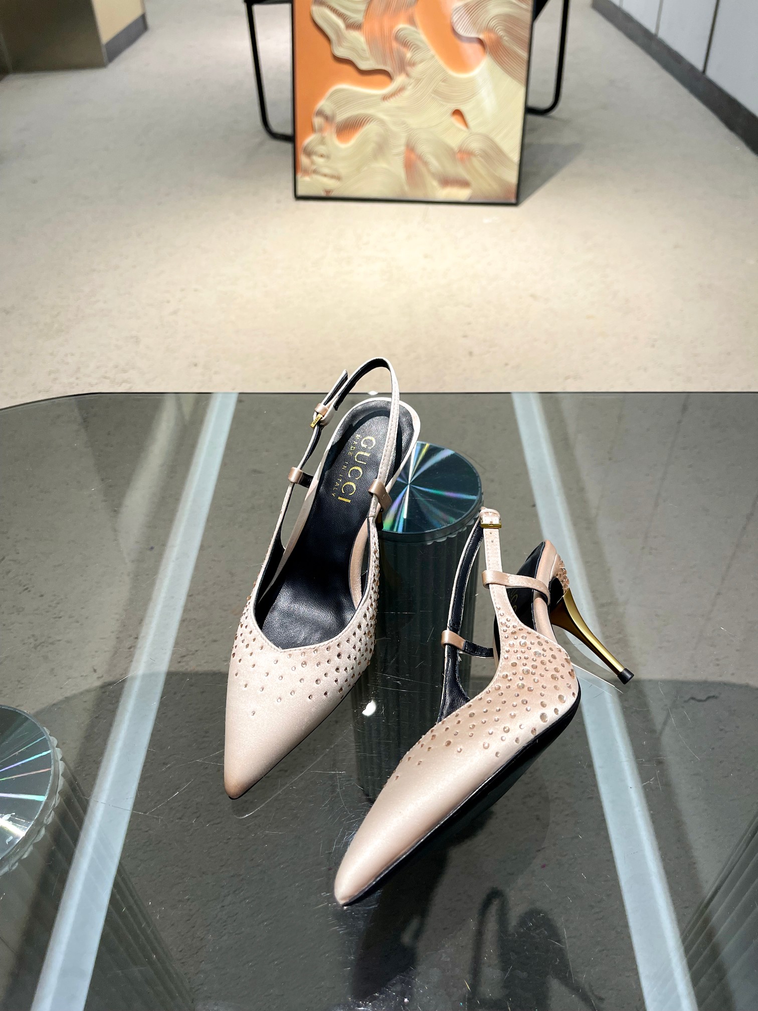 Gucci high heels/silk fabric/top quality
