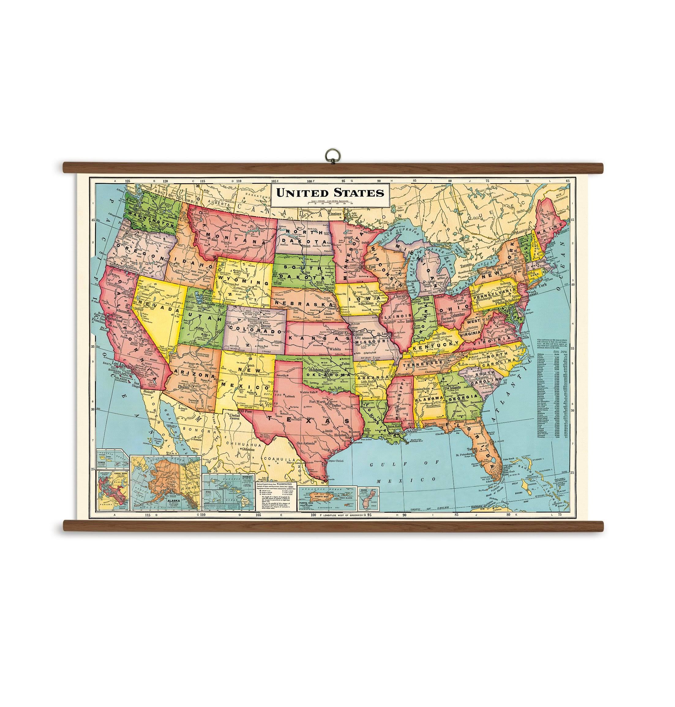 Cavallini Vintage School Chart - United States Map