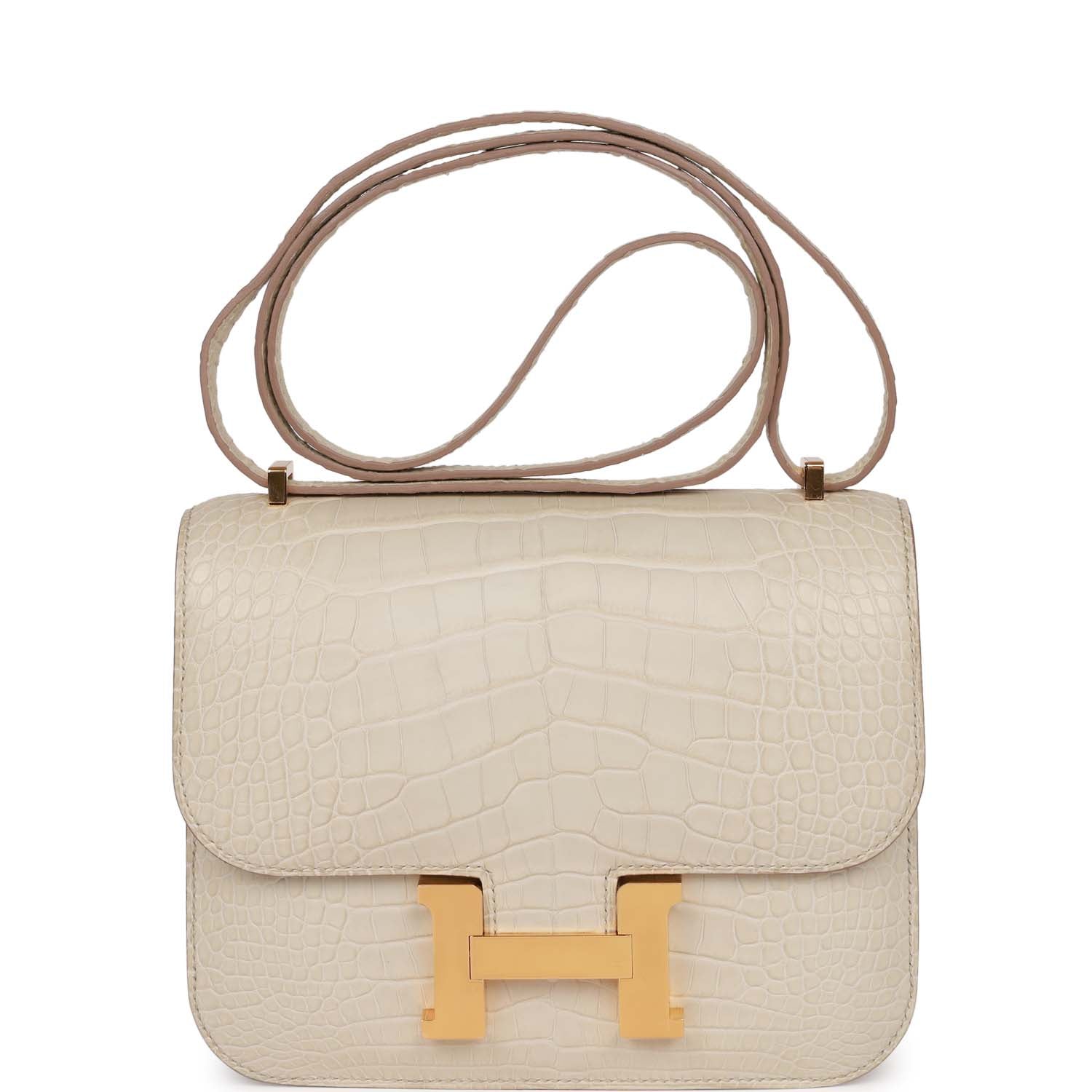 Hermes Constance 18 Beton Matte Alligator Mississippiensis Gold Hardware