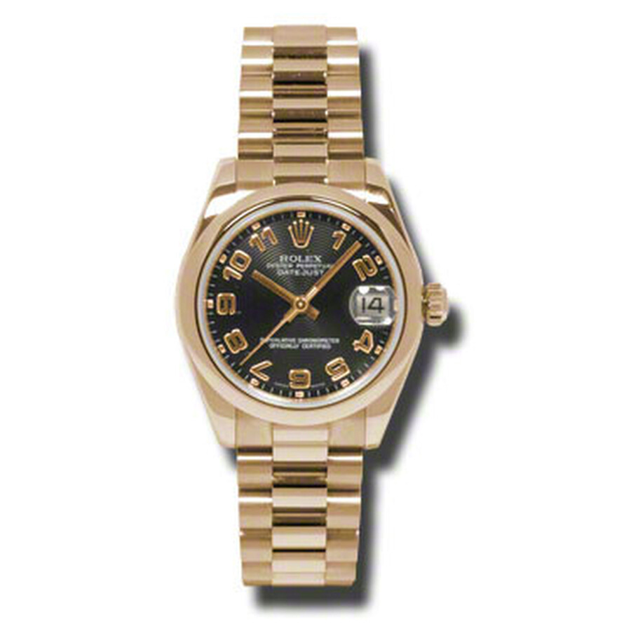 Rolex Datejust Lady 31 Black Dial 18K Everose Gold President Automatic Ladies Watch 178245BKAP（Lifetime free warranty+90-days replacement service & Refund!.）
