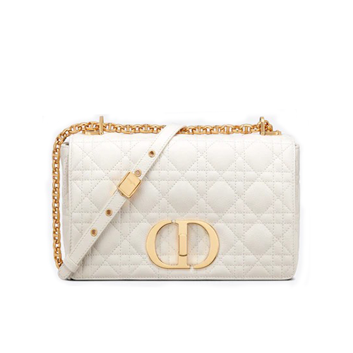 MEDIUM DIOR CARO BAG Ivory Supple Cannage Calfskin