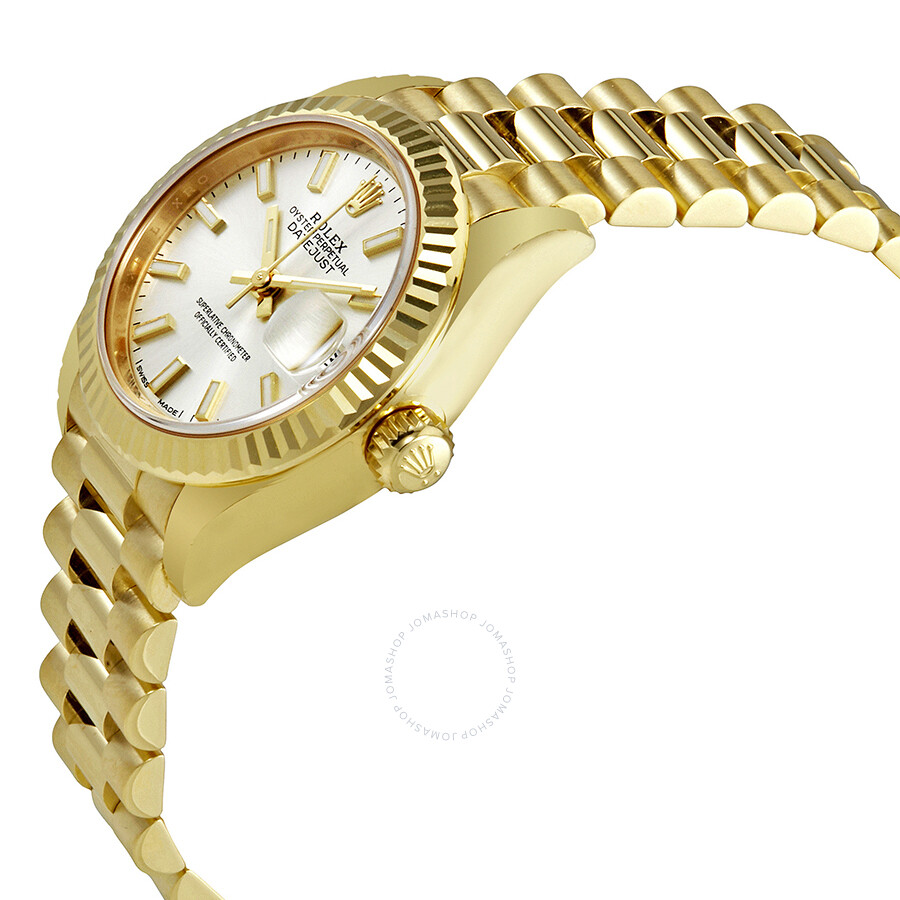 Rolex Lady-Datejust 28 Silver Dial 18K Yellow Gold President Automatic Ladies Watch 279178SSP（Lifetime free warranty+90-days replacement service & Refund!.）