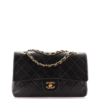 Chanel Vintage Classic Double Flap Bag Quilted Lambskin Medium