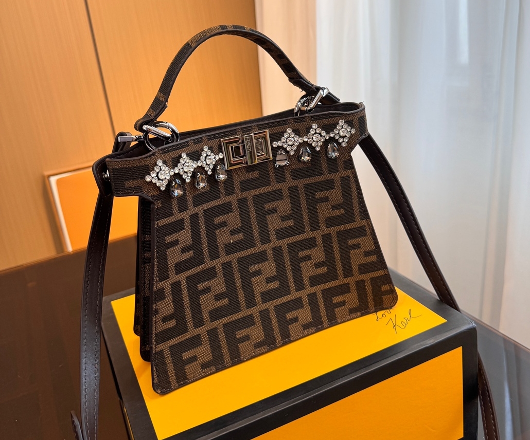 Fendi peekaboo hand bag with diamond /limited