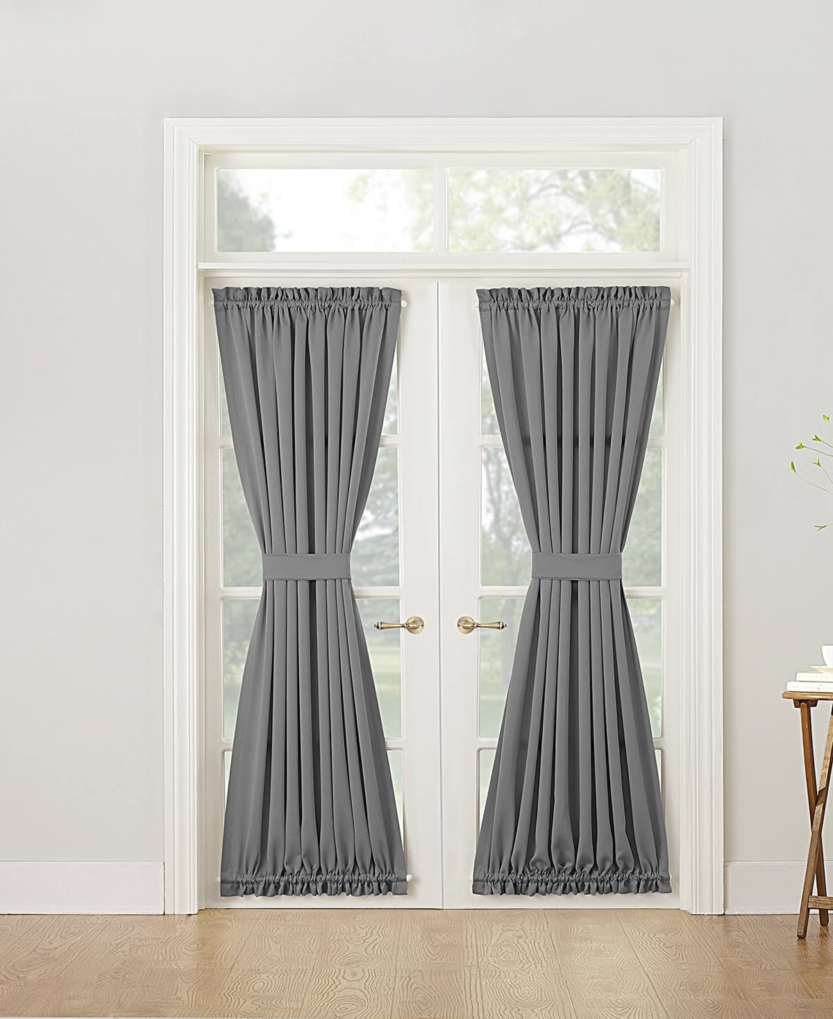 Sun Zero Gramercy Room Darkening Door Curtain Panel, Gray