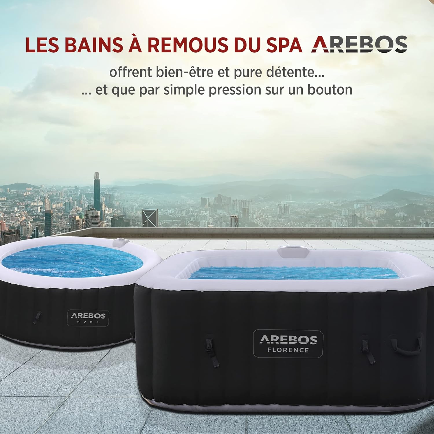 Spa gonflable carré 4 personnes 154 x 154 cm 100 jets chauffage massage 600L intérieur extérieur