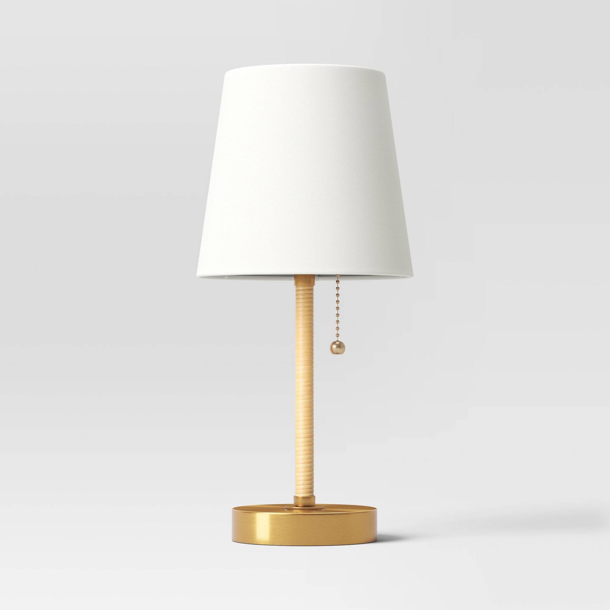 Threshold Mini Rattan Wrap Stick Table Lamp - Brass - 1 Each