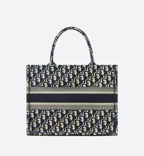MEDIUM DIOR BOOK TOTE Blue Dior Oblique Embroidery (36 x 27.5 x 16.5 cm)