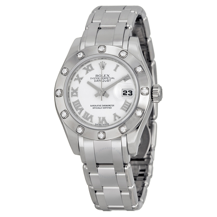 Rolex Lady-Datejust Pearlmaster White Dial 18K White Gold Automatic Ladies Watch 80319WRPM（Lifetime free warranty+90-days replacement service & Refund!.）