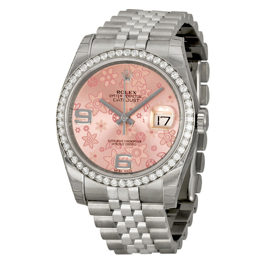 Rolex Oyster Perpetual Datejust 36 Pink Floral Dial Stainless Steel Jubilee Bracelet Automatic Ladies Watch 116244PFAJ（Lifetime free warranty+90-days replacement service & Refund!.）