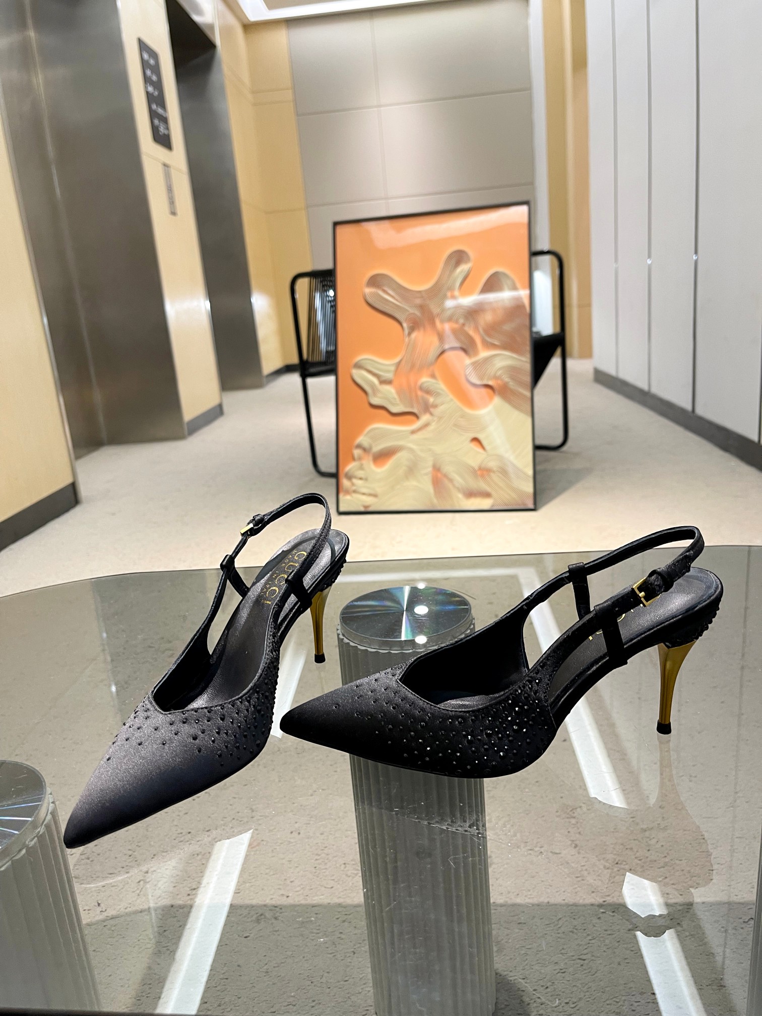 Gucci high heels/silk fabric/top quality