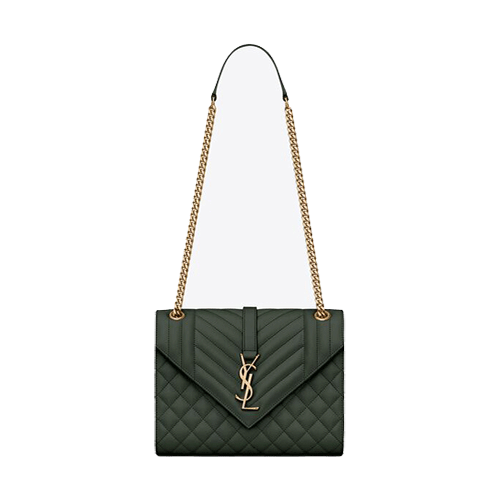 Saint Laurent small Monogram matelassé envelope crossbody bag-green