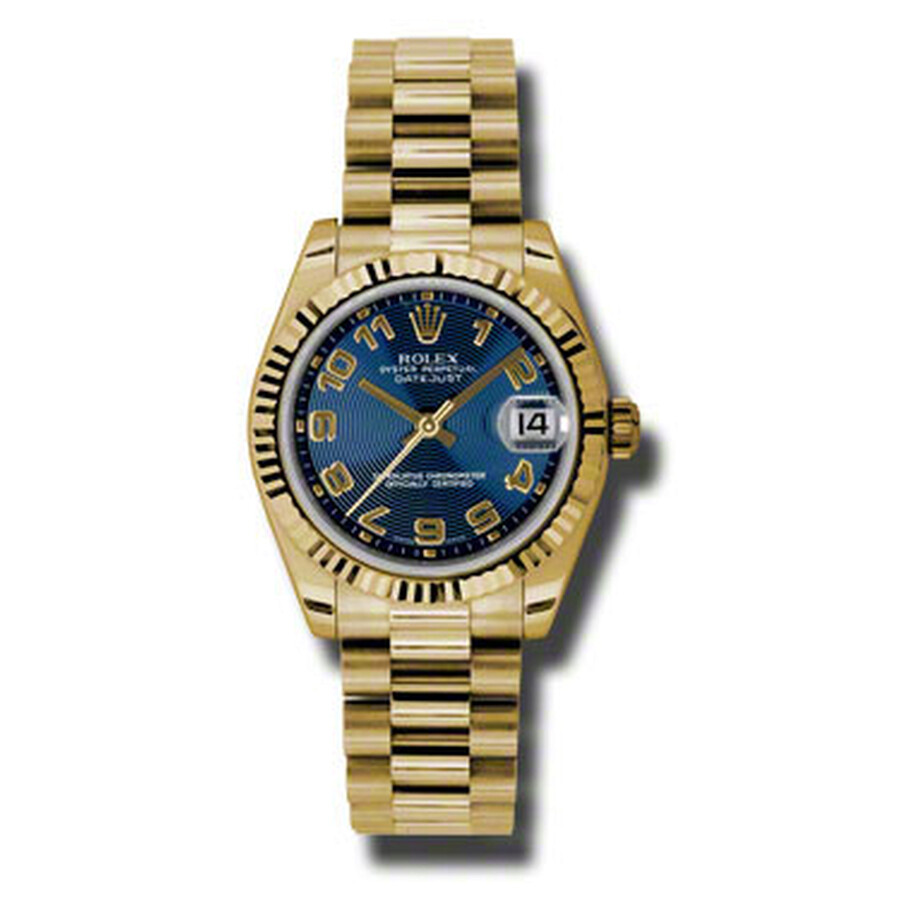 Rolex Lady-Datejust 31 Blue Concentric Dial 18K Yellow Gold President Automatic Ladies Watch 178278BLCAP（Lifetime free warranty+90-days replacement service & Refund!.）