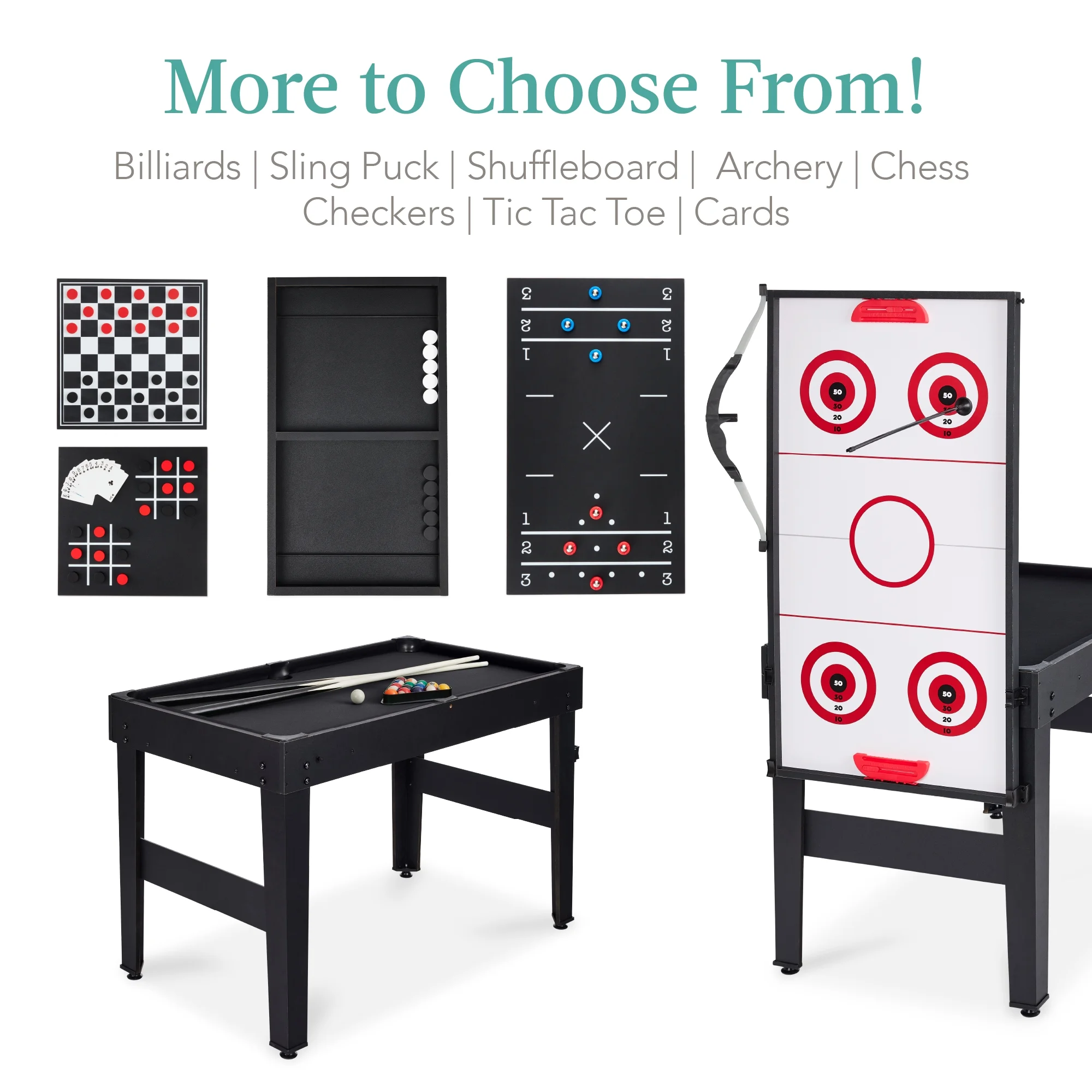 Best Choice Products 13 - in - 1 Combo Game Table Set W/ Ping Pong, Foosball, Basketball, Hockey, Archery - Natural