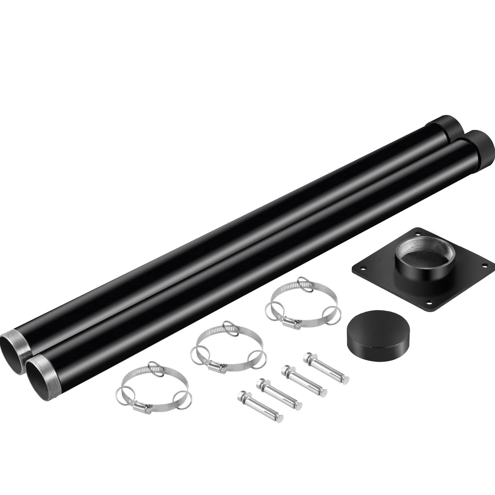 VEVOR Shade Sail Pole 85 in. Height 3 in. Diameter Steel Structure Powder Coated Extendable Sun Shade Post for Garden, Black