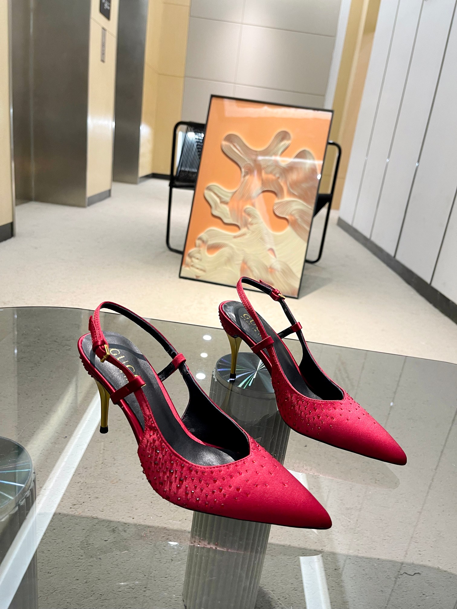 Gucci high heels/silk fabric/top quality