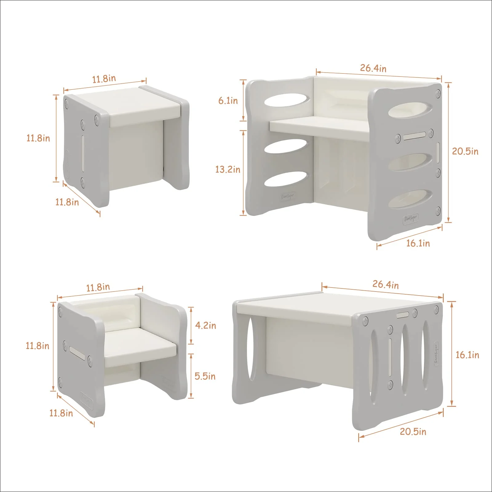 BanaSuper Plastic Kid's Table and 2 Chairs Set