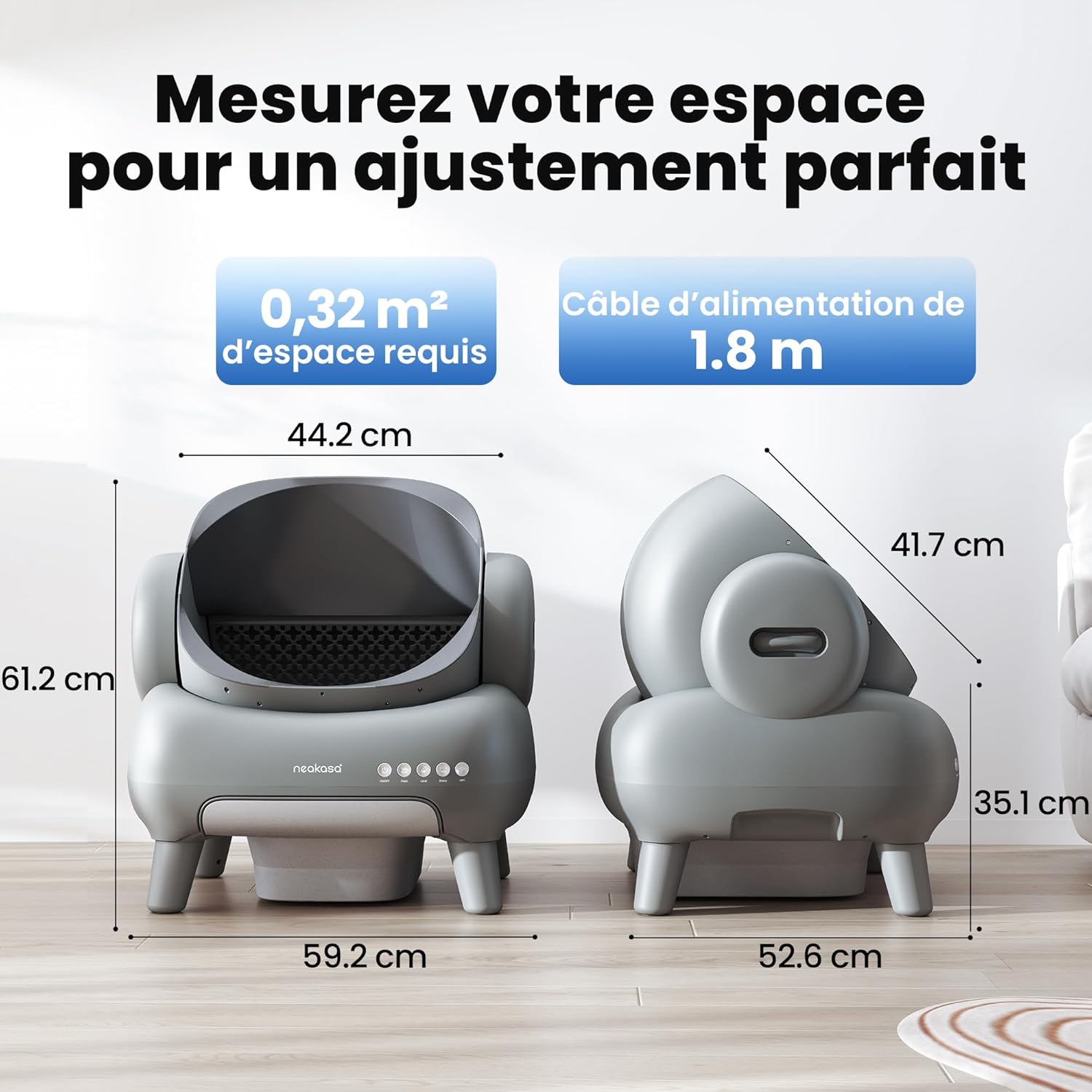 Litière auto nettoyante ouverte contrôle application élimination sans odeur