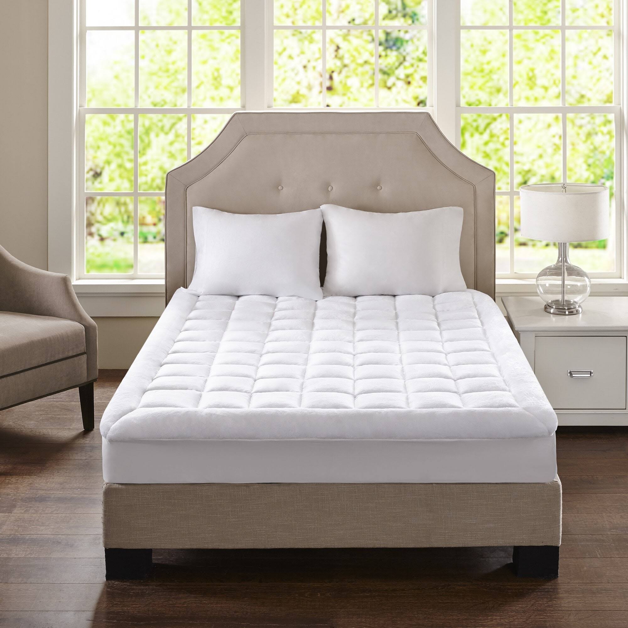 Madison Park - Cloud Soft Overfilled Plush Waterproof Mattress Pad - Cal King - White