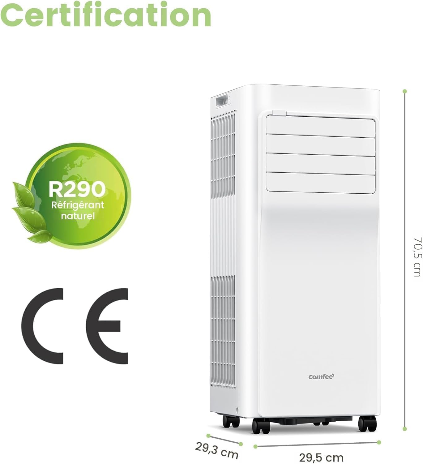 Climatiseur mobile 9000 BTU 26 kW app 3 modes 3 vitesses compact pièces 33 m² Breezy Cool 26 Alexa