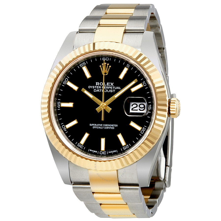 Rolex Datejust 41 Black Dial Steel and 18K Yellow Gold Oyster Men s Watch 12633BKSO（Lifetime free warranty+90-days replacement service & Refund!.）
