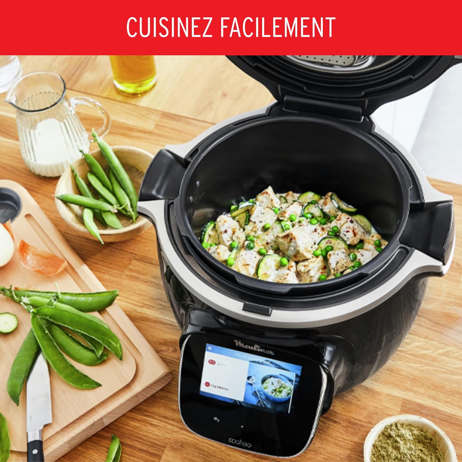 Multicuiseur Cookeo Touch Wifi 6L haute pression 250 recettes app
