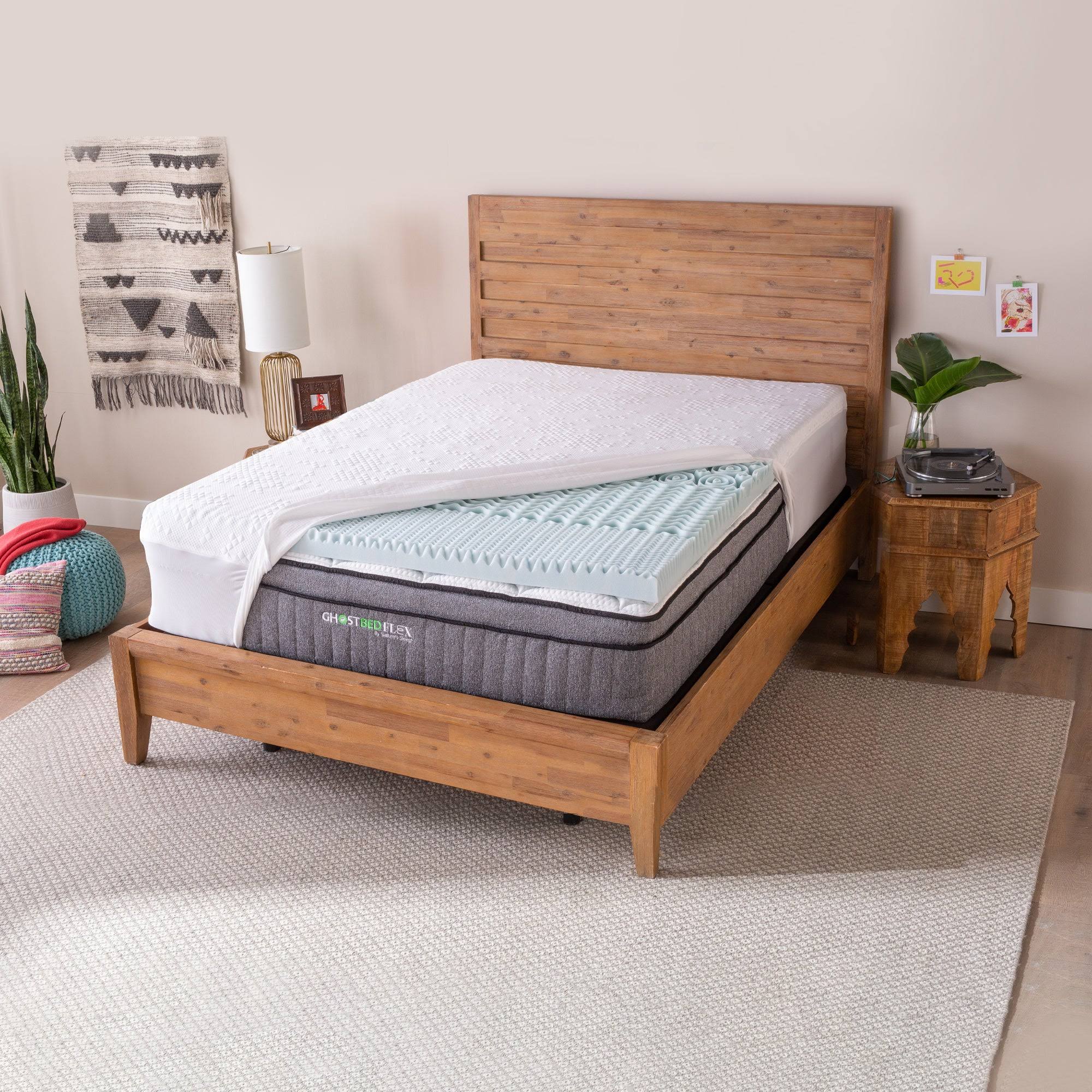 GhostBed 3 inch Cooling Gel Memory Foam Mattress Topper - Waterproof Cover, Protector & Topper in One - King