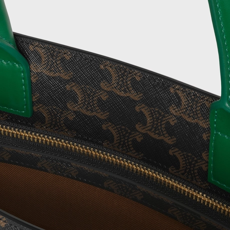 CELINE SMALL VERTICAL CABAS IN TRIOMPHE CANVAS WITH CELINE PRINT WHITE