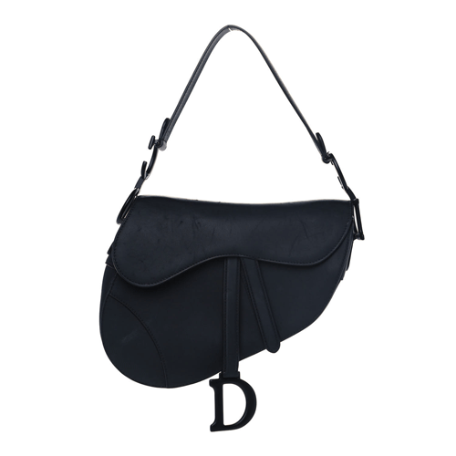 CHRISTIAN DIOR Ultra Matte Calfskin Saddle Bag Black