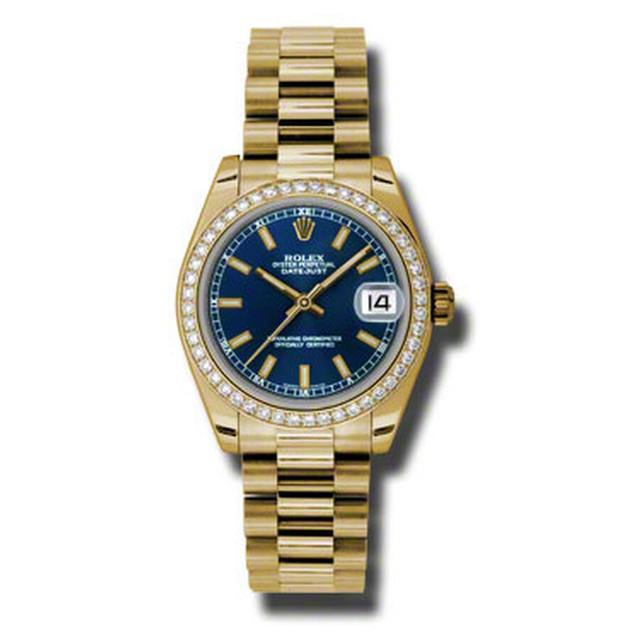 Rolex Lady-Datejust 31 Blue Dial 18K Yellow Gold President Automatic Ladies Watch 178288BLSP（Lifetime free warranty+90-days replacement service & Refund!.）